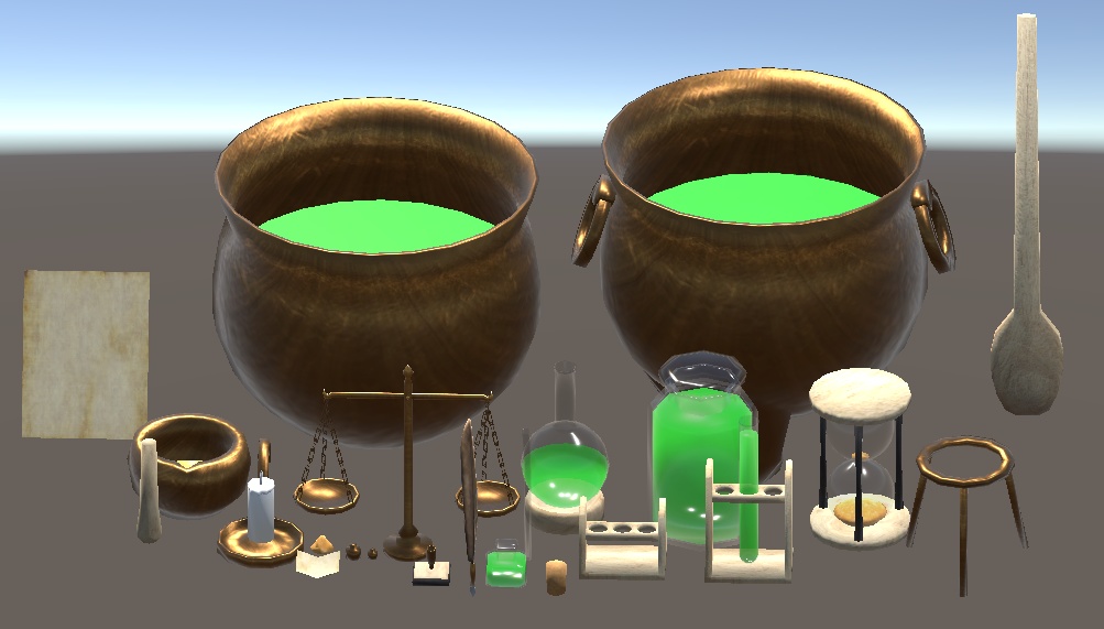 【3D小物】錬金術師・薬師の机上セット