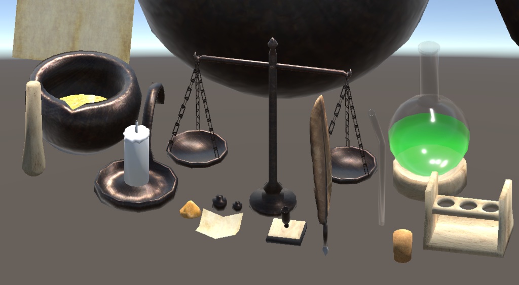 【3D小物】錬金術師・薬師の机上セット