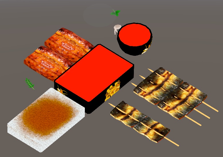 【3D小物】うな重定食セット&うなぎかば焼き串