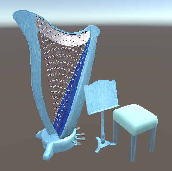 【3D小物】グランドハープ(ペダルハープ)セット