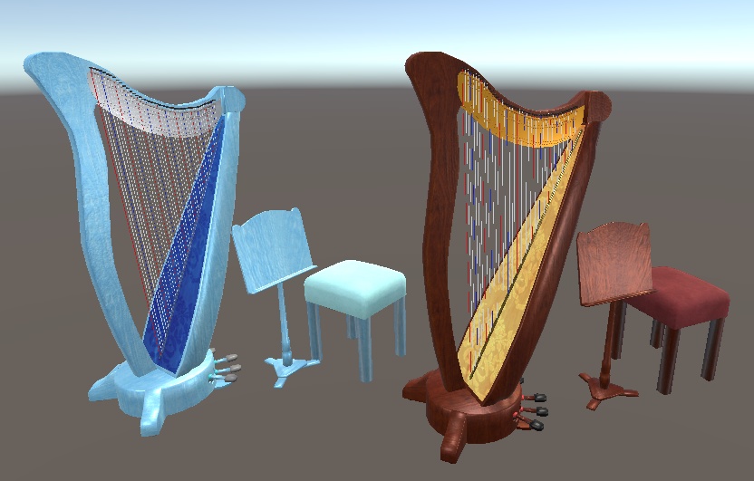 【3D小物】グランドハープ(ペダルハープ)セット