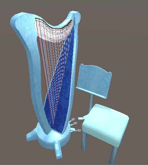 【3D小物】グランドハープ(ペダルハープ)セット