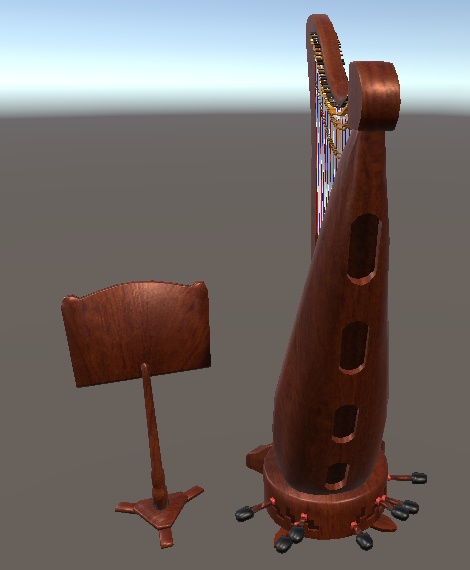 【3D小物】グランドハープ(ペダルハープ)セット