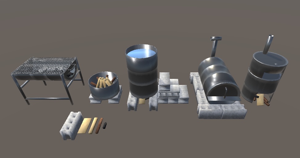 【3D小物】バーベキューセット&ドラム缶キャンプセット