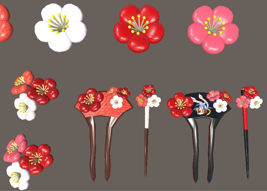 【3D小物】花飾ー百花魁ー