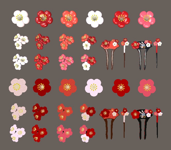 【3D小物】花飾ー百花魁ー