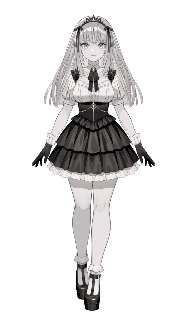 【パーツ分け済みPSD】無着色ちゃん【汎用イラスト】