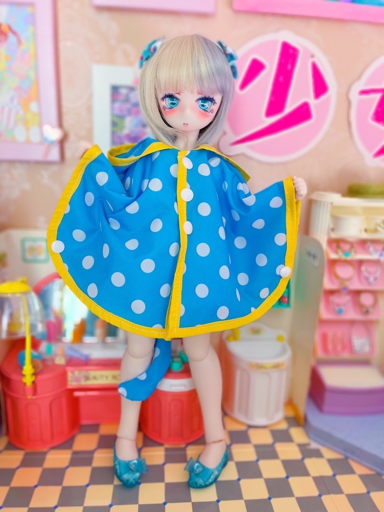 ねこさんレインポンチョ(40cmドール)