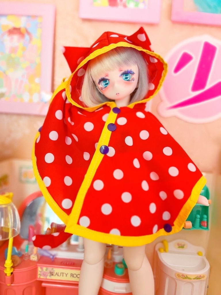 ねこさんレインポンチョ(40cmドール)