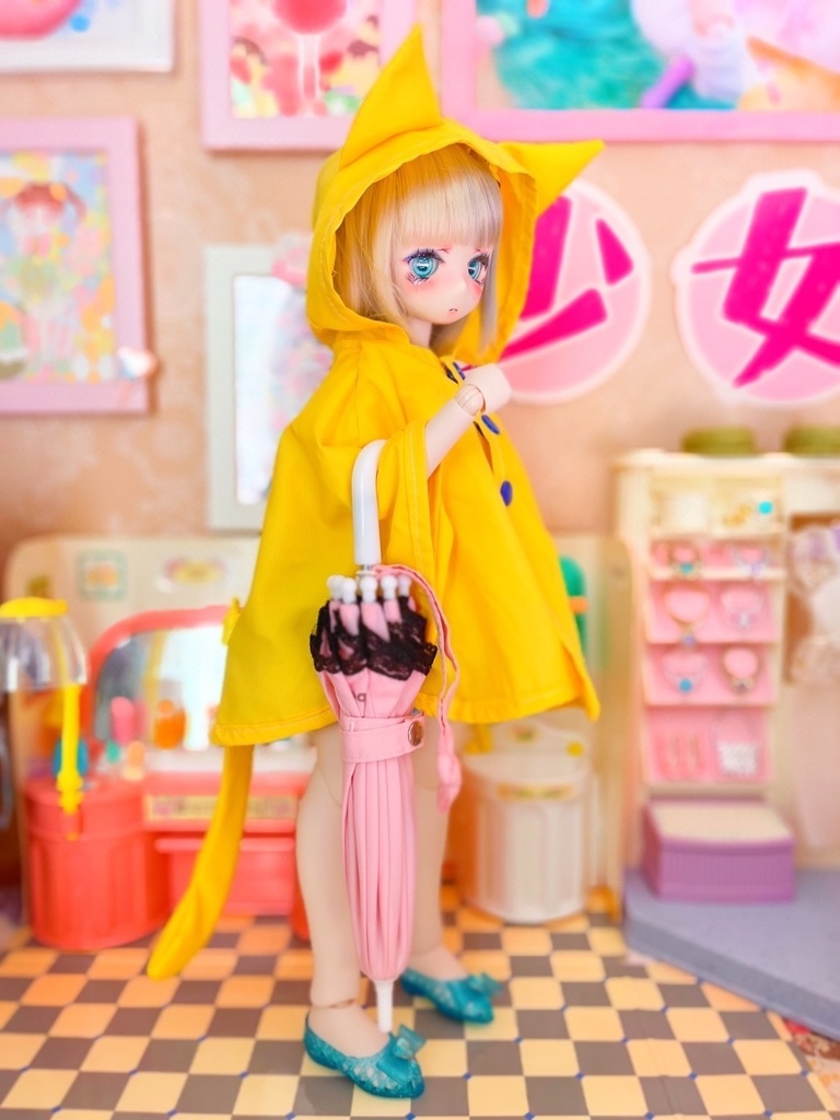 ねこさんレインポンチョ(40cmドール)
