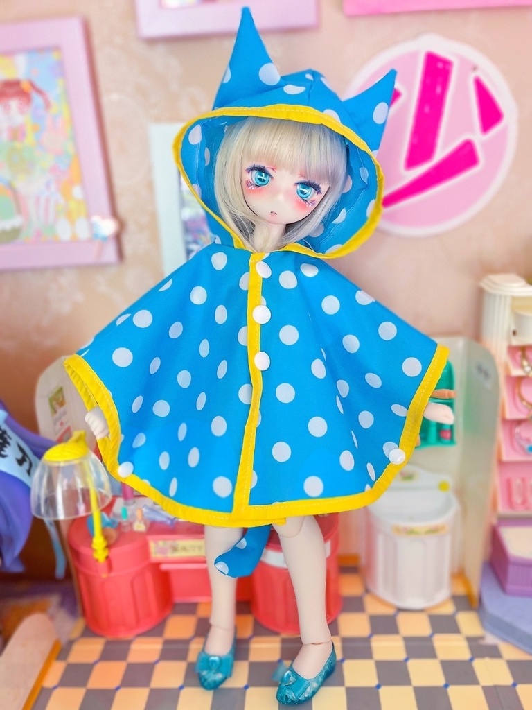 ねこさんレインポンチョ(40cmドール)