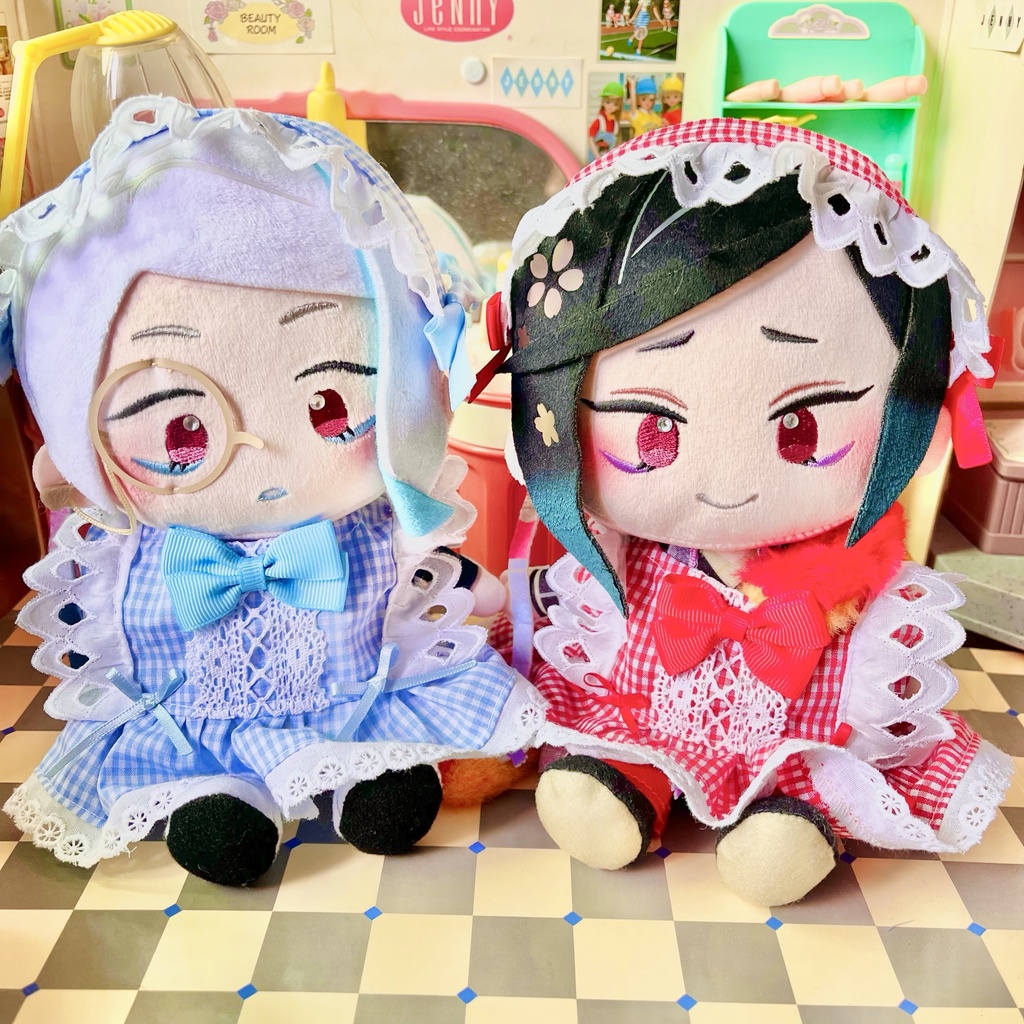 20cmぬいのフリルチェックワンピSET