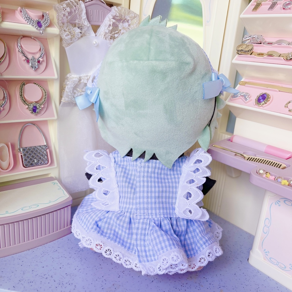 20cmぬいのフリルチェックワンピSET