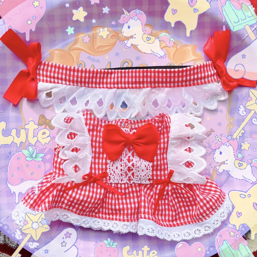 20cmぬいのフリルチェックワンピSET