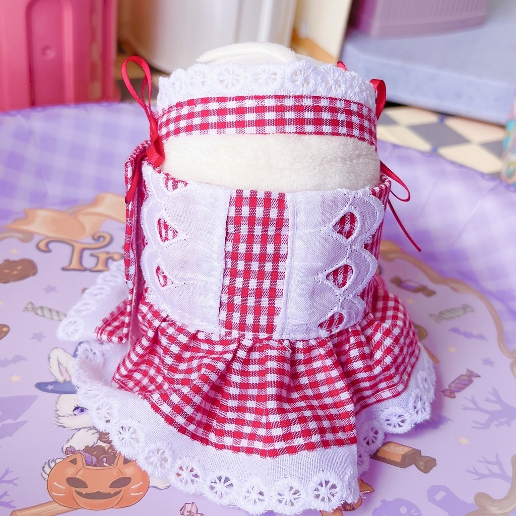 おもちのフリルチェックワンピSET