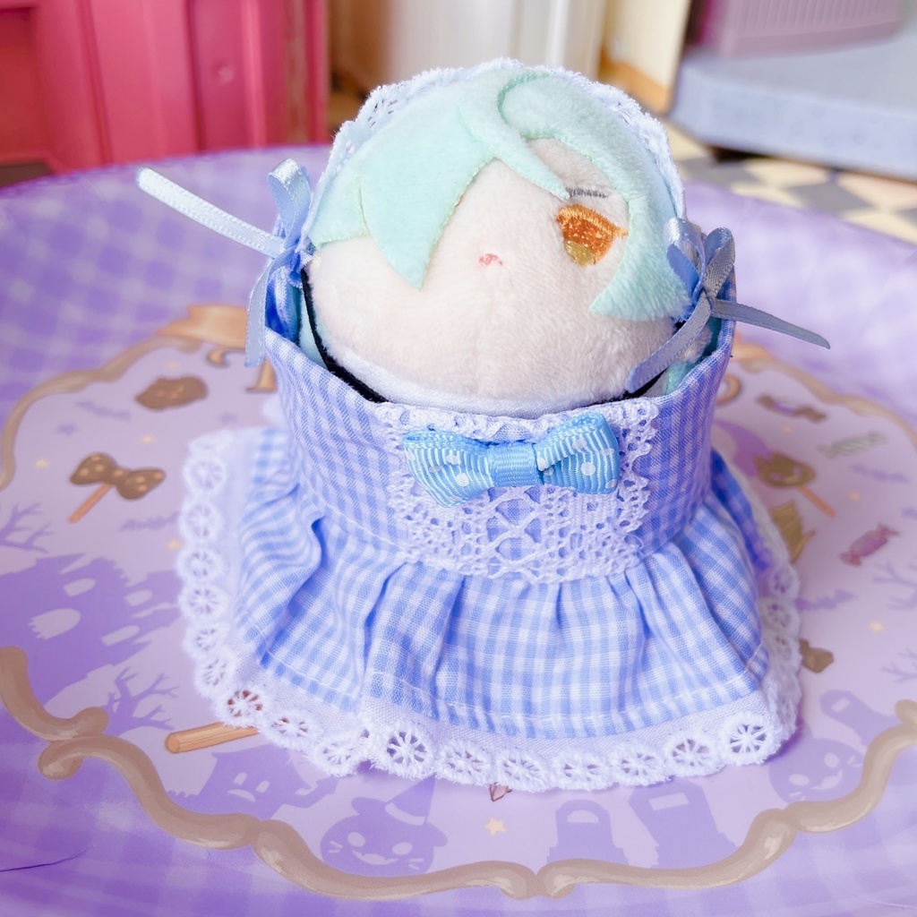 おもちのフリルチェックワンピSET