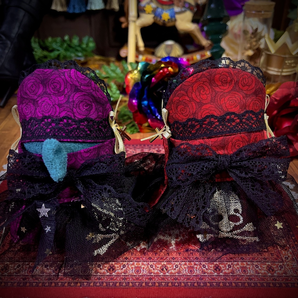 【おもち】闇夜の薔薇と髑髏のドレスSET