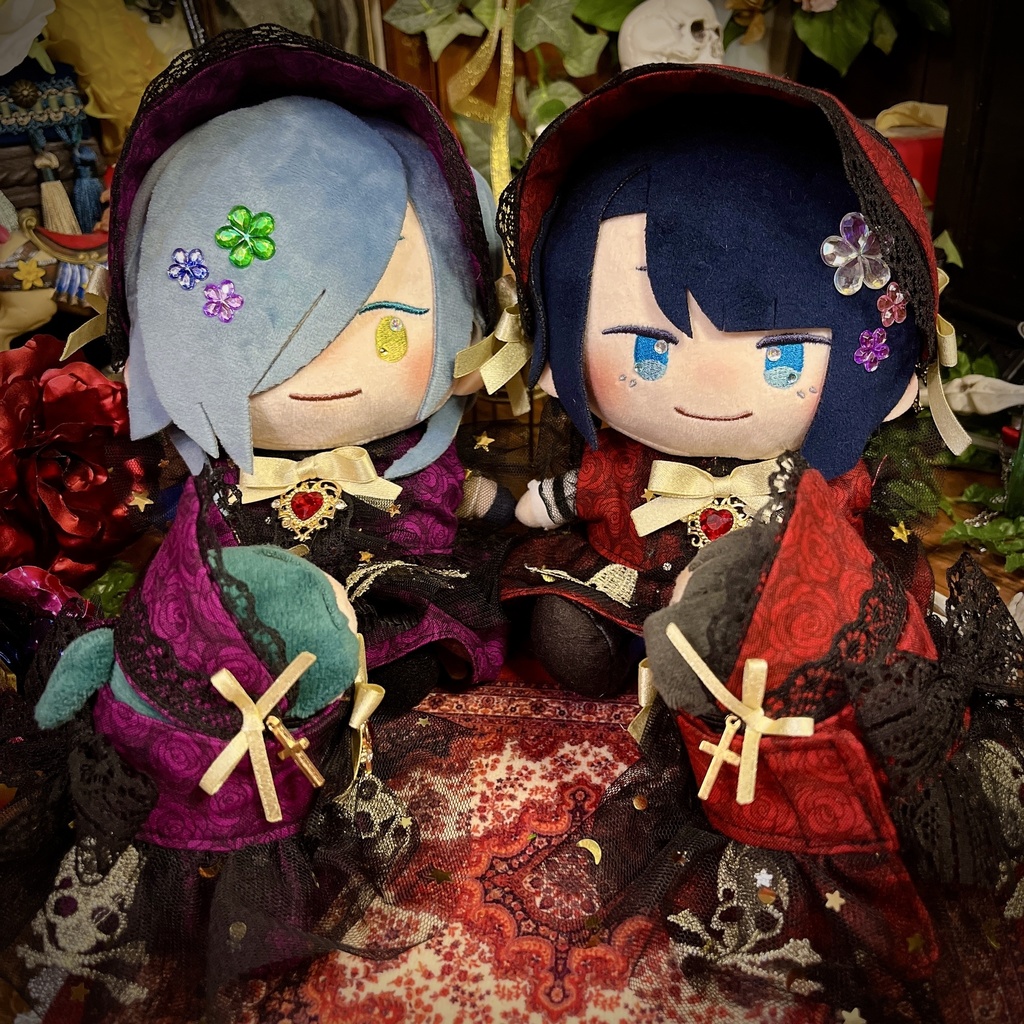 【おもち】闇夜の薔薇と髑髏のドレスSET