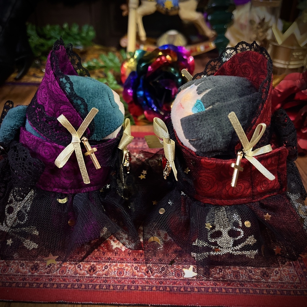 【おもち】闇夜の薔薇と髑髏のドレスSET