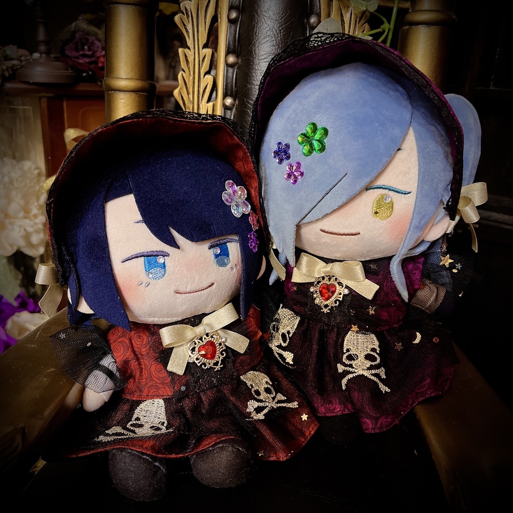 【ぬい】闇夜の薔薇と髑髏のドレスSET