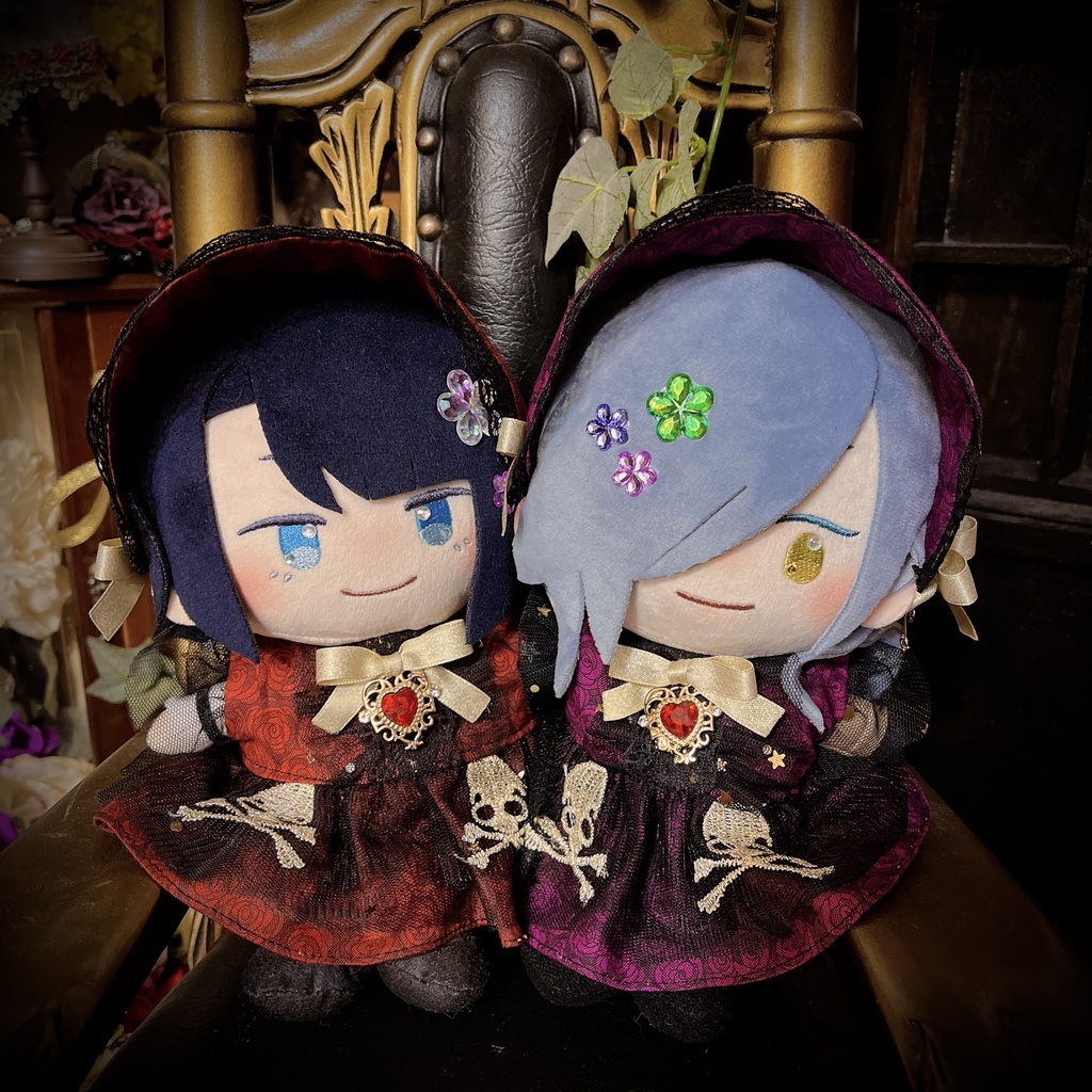【ぬい】闇夜の薔薇と髑髏のドレスSET