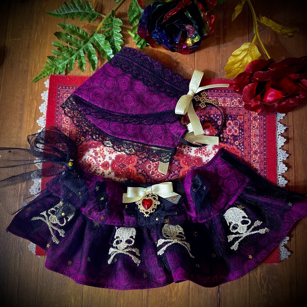 【ぬい】闇夜の薔薇と髑髏のドレスSET