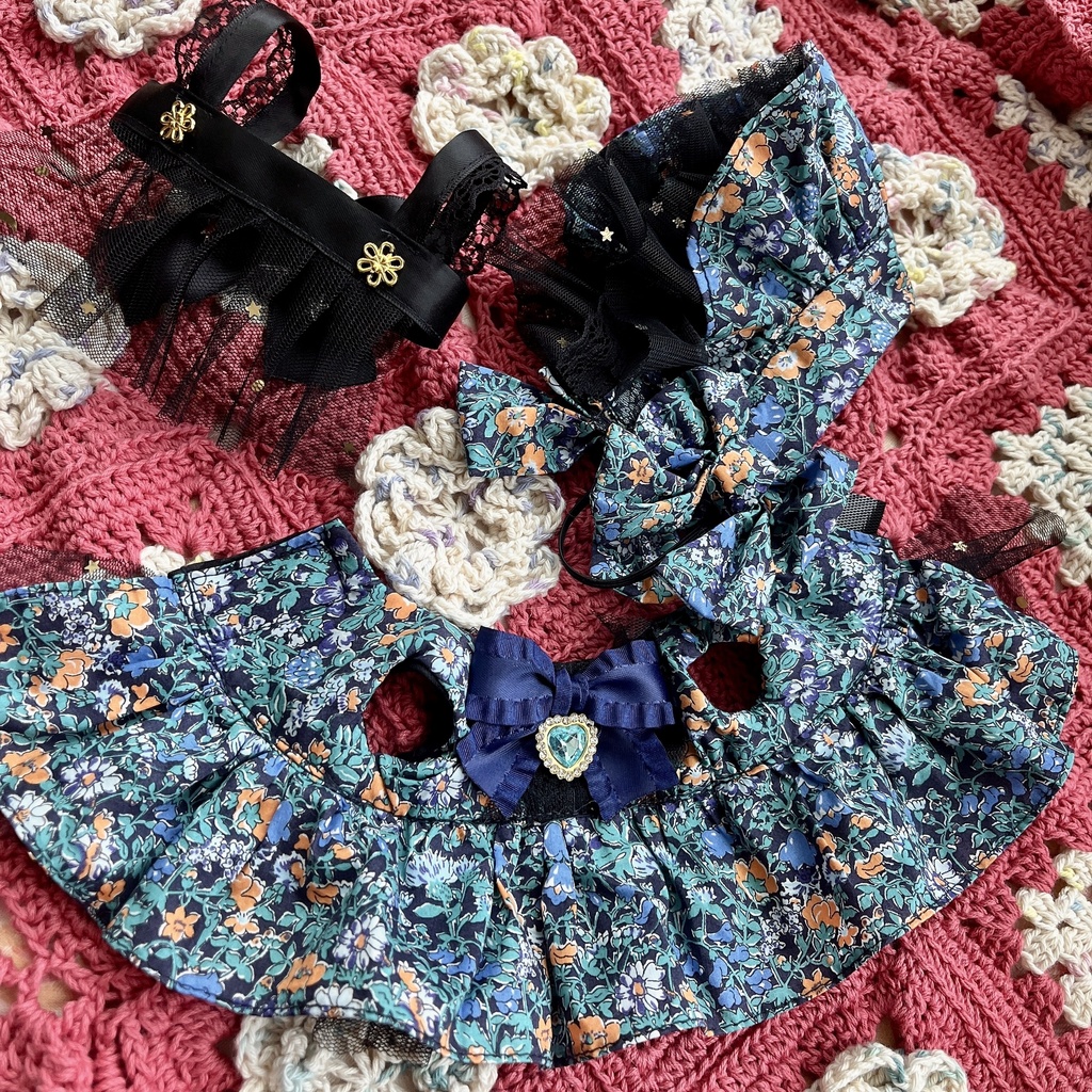 【ぬい】花柄エプロンワンピースSET