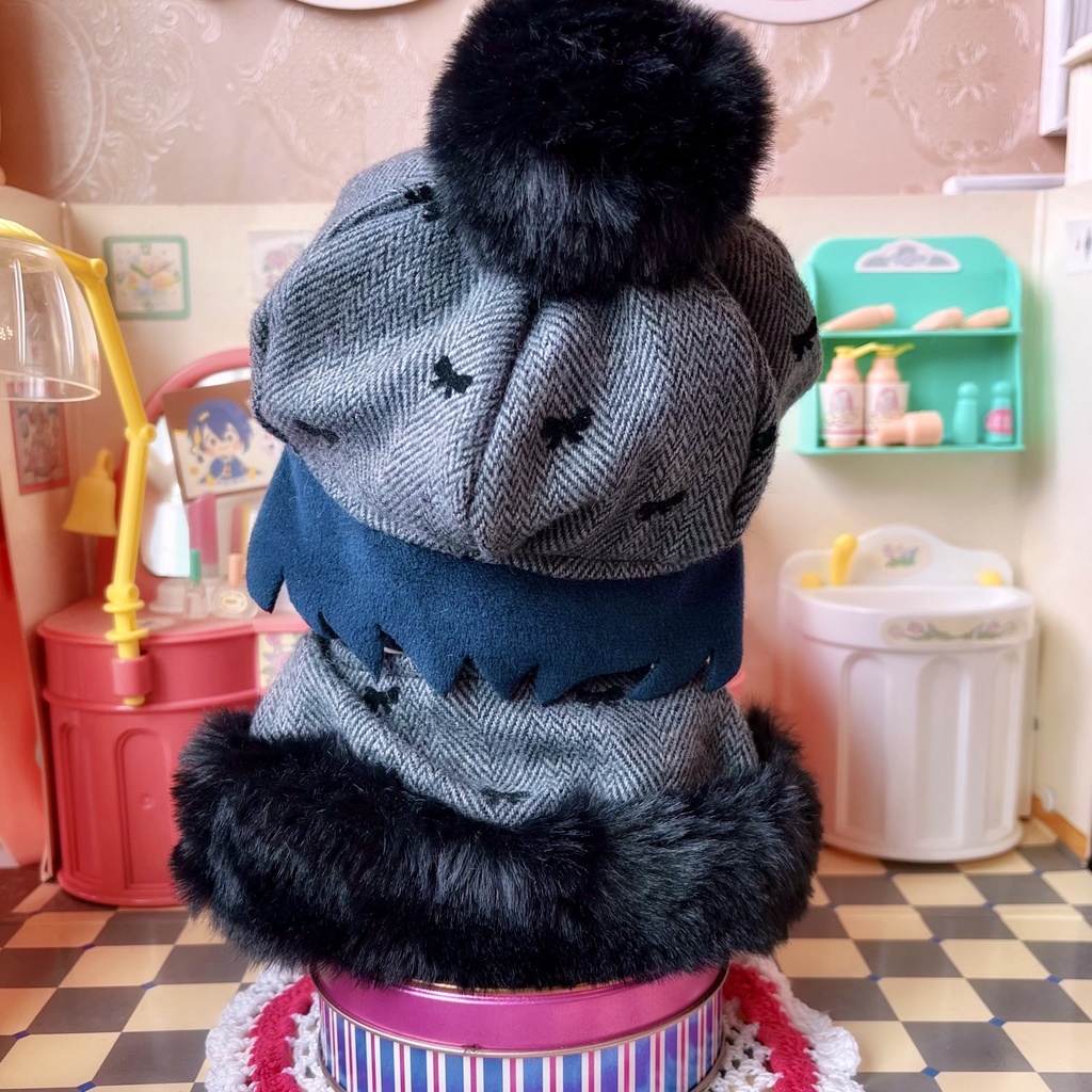 ファー付きケープ&ベレー帽SET