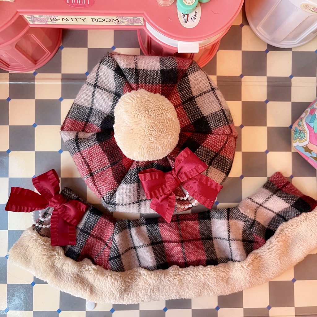 ファー付きケープ&ベレー帽SET