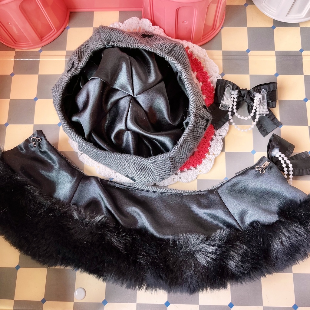 ファー付きケープ&ベレー帽SET