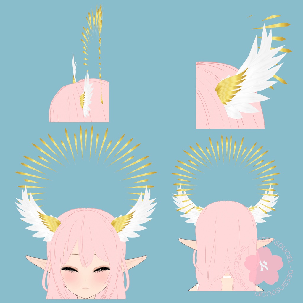 【VRoid】Halo Goddess Angel's Feather Wing Diadem 光の女神 天使の羽の羽冠