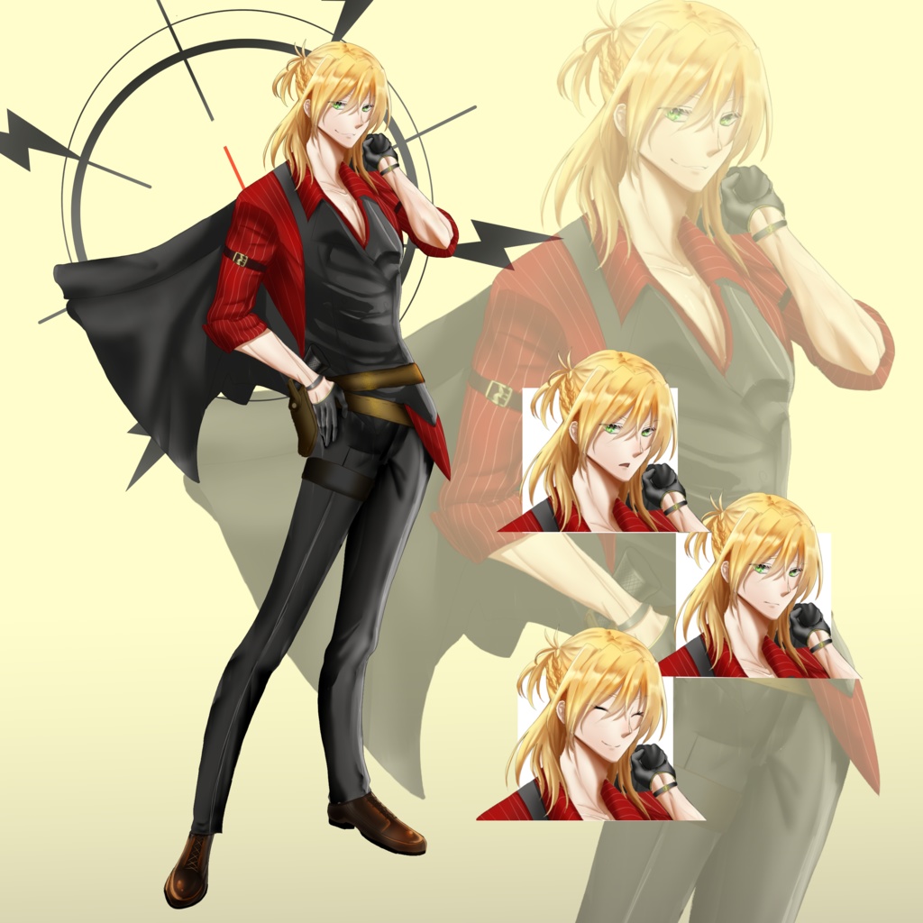 スーツ＋拳銃　立ち絵素材　男性