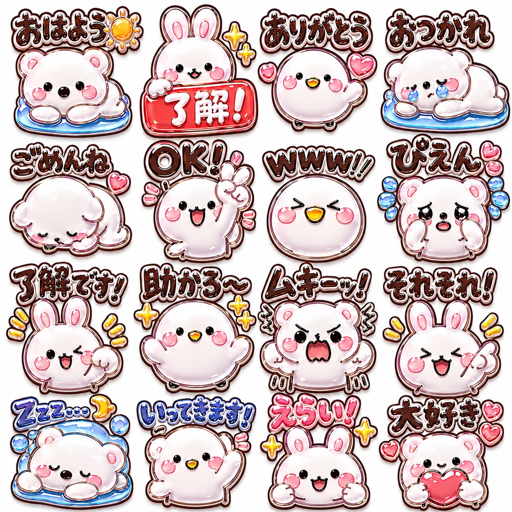 ぷっくりシール風♡日常会話Discord絵文字dset10_1