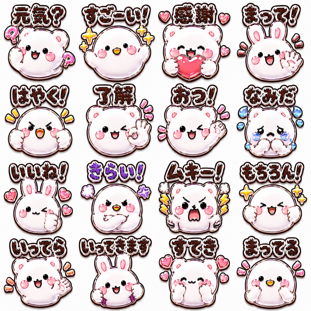 ぷっくりシール風♡日常会話Discord絵文字dset10_2