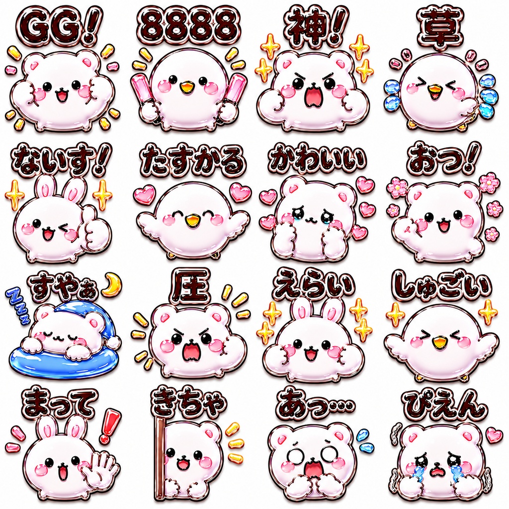 ぷっくりシール風♡ゲーム中Discord絵文字dset10_5