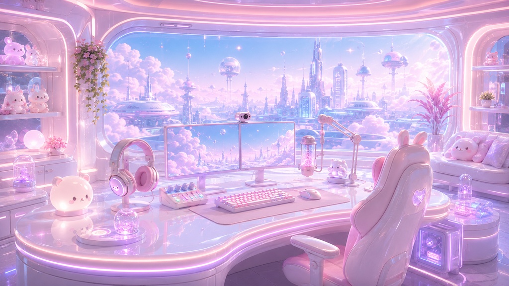 【動く配信背景】近未来ぷるん配信部屋|4Kループ背景4色セット