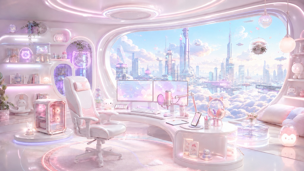 【動く配信背景】近未来ぷるん配信部屋2|4Kループ背景4色セット