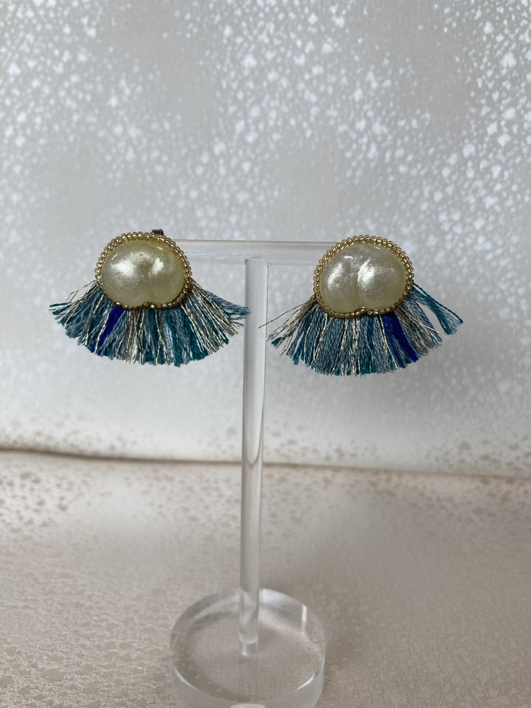 フリンジおしりピアス(イエローパール/ブルーグリーン)