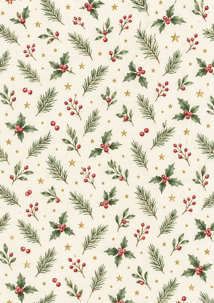 やさしいクリスマスのデジタルペーパー|A6・5柄セット|PNG・PDF
