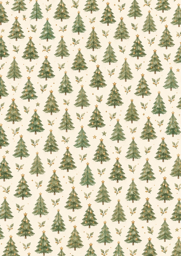 やさしいクリスマスのデジタルペーパー｜A6・5柄セット｜PNG・PDF