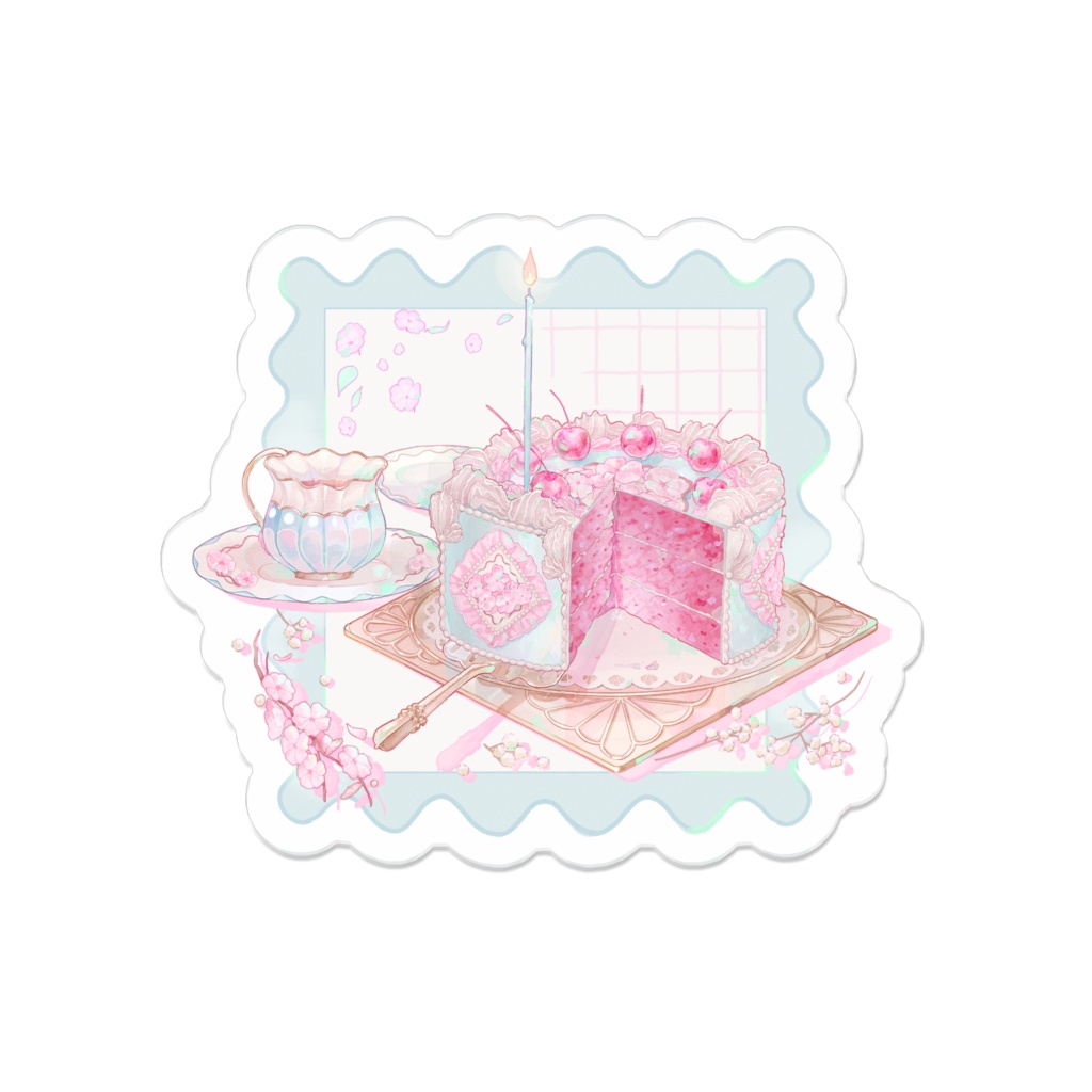 桜のバターケーキ/アクリルバッジ