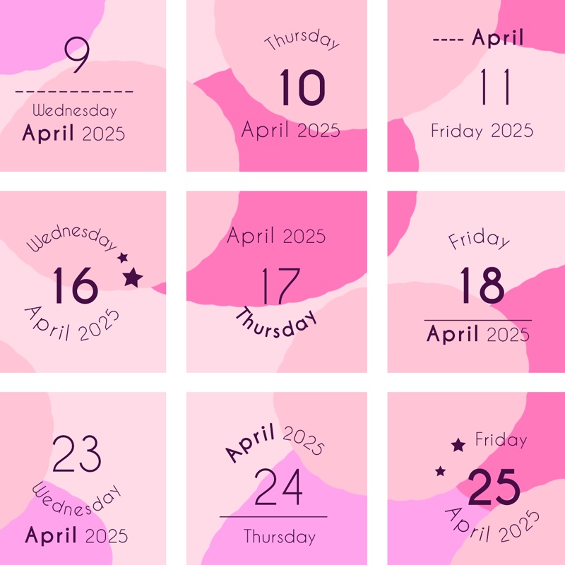 2025年4月の日付けシート