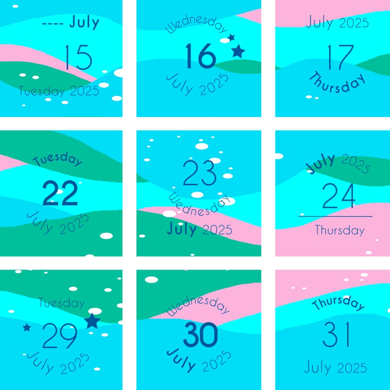 2025年7月の日付けシート