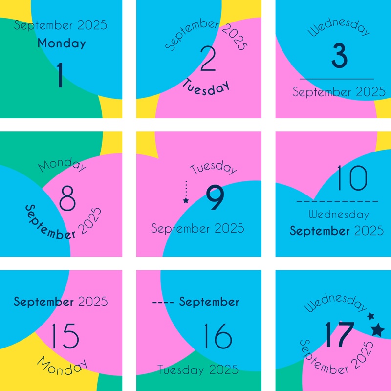 2025年9月の日付けシート