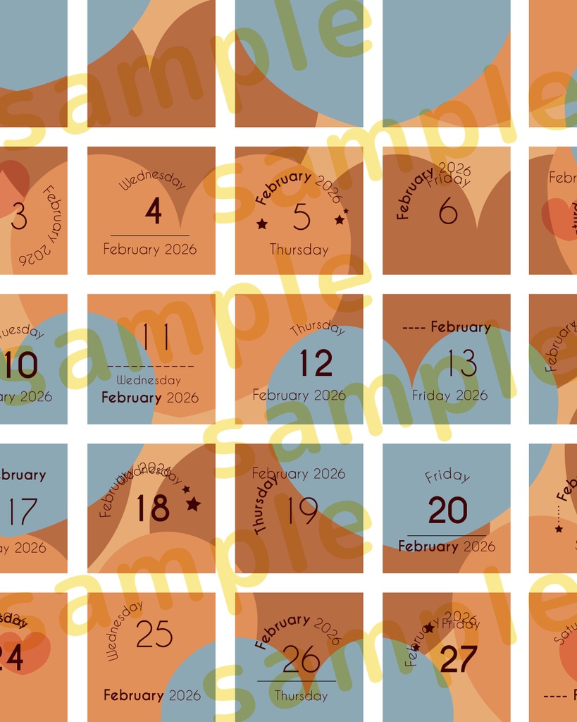 2026年02月の日付けシート