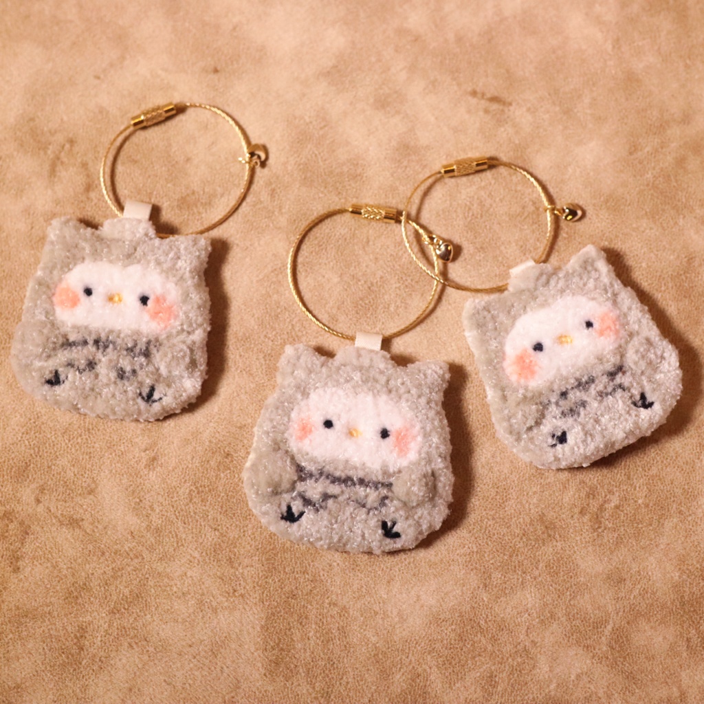 くっぴーのもこもこ刺繍ワイヤーキーリング