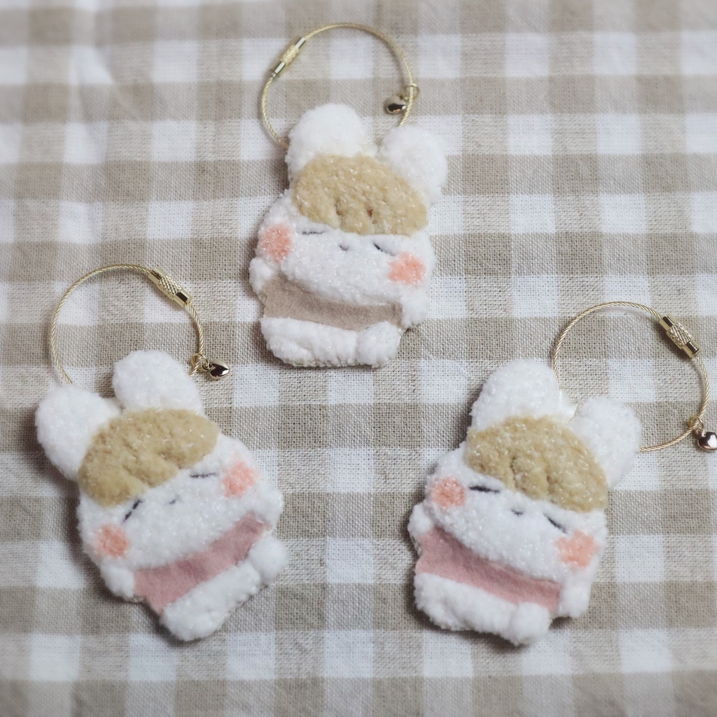もこもこ刺繍ワイヤーキーリング