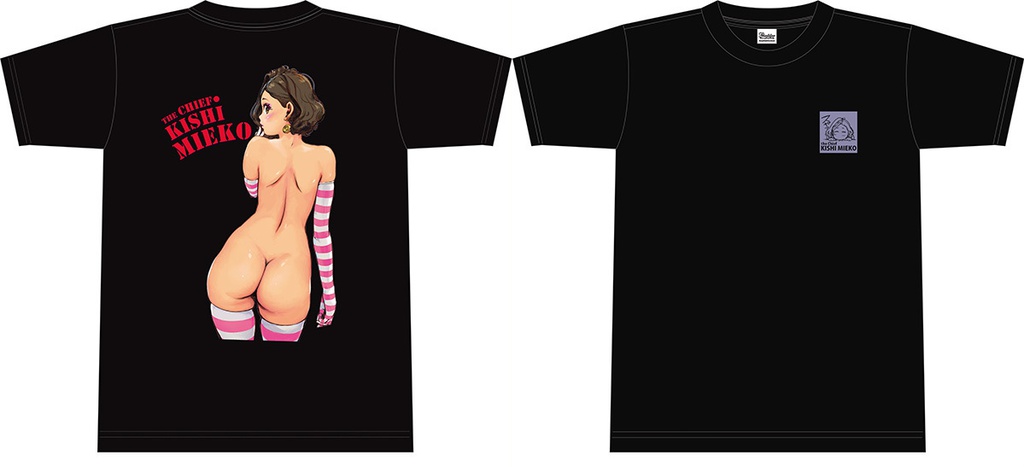 バクプリTシャツ見栄子生尻・黒ver