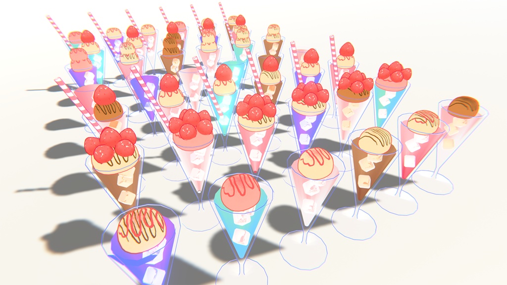 カラフルソーダ&アイスパフェセット