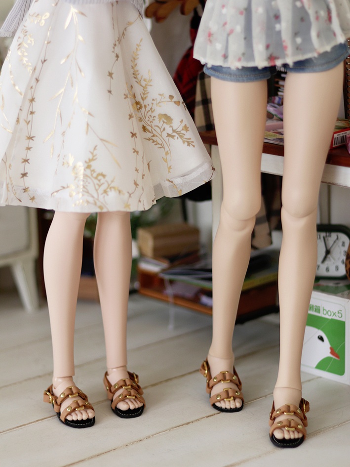 1/3 BJD DD サンダル Sandals (Light Camel × Black)